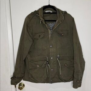 Mango Man Casual Olive Green Military Field Jacket medium